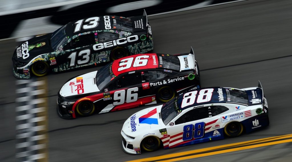 Ty Dillon, Daniel Suarez, Alex Bowman racing at Daytona