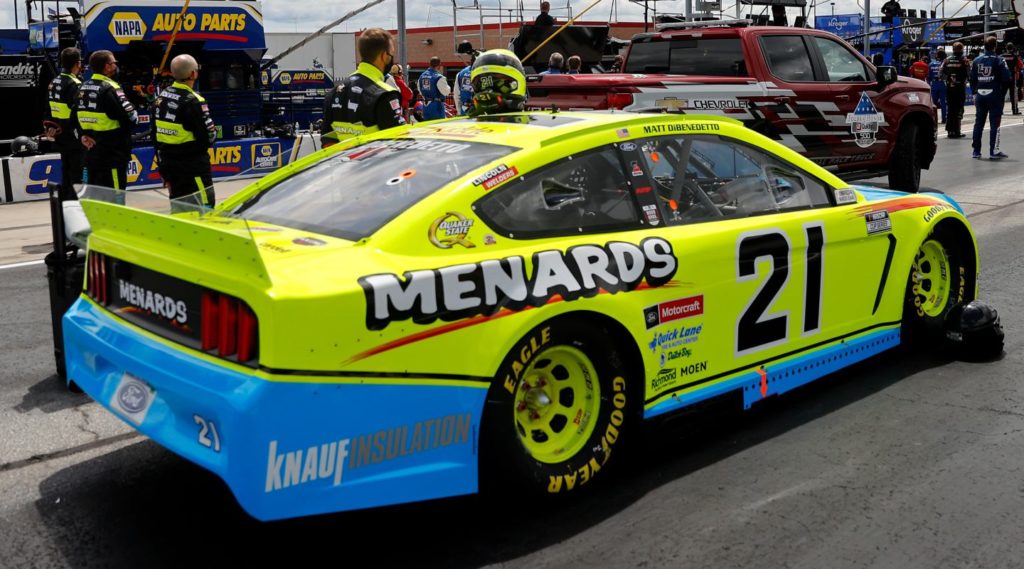 Matt DiBenedetto 21 Ford sitting on pit road at Atlanta Motor Speedway 2020