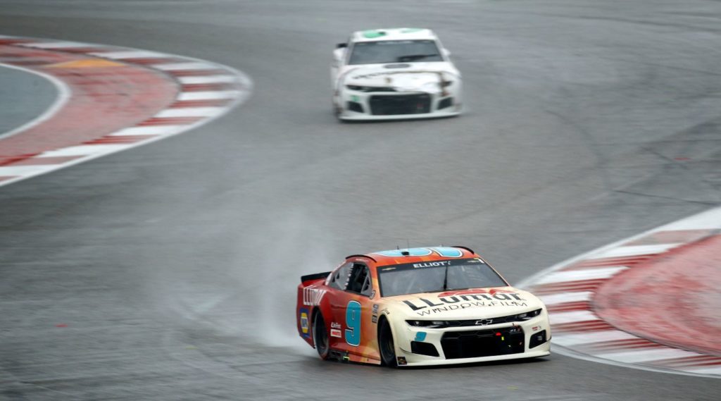 Chase Elliott leading in the esses at Circuit of the Americas 2021