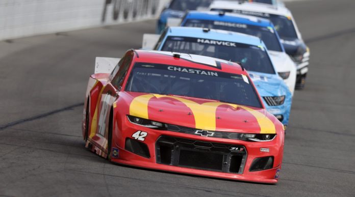 Ross Chastain in McDonalds car racing at Pocono 2021