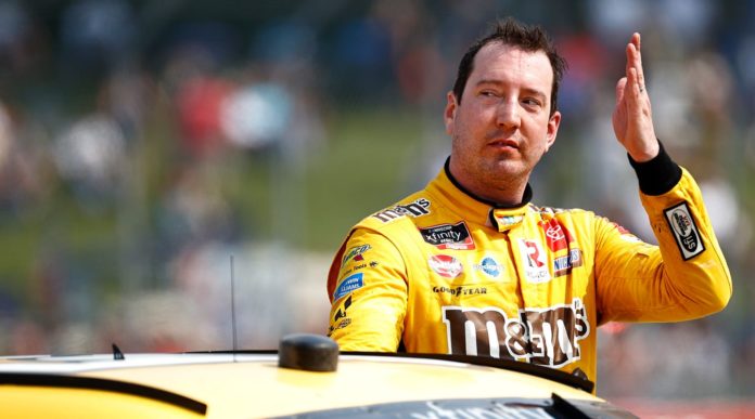 Kyle Busch waving to fans after winning Xfinity race at Road America 2021