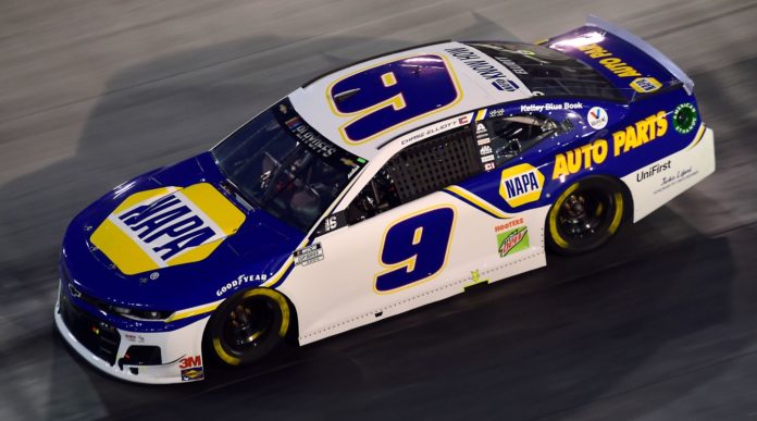 Chase Elliott's #9 NAPA Chevrolet at Bristol Motor Speedway during the 2020 NASCAR Playoffs