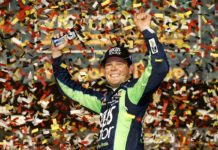 Sharps Moving NASCAR Betting Lines For Auto Club Speedway Race Erik Jones celebrating in victory lane at Darlington 2022